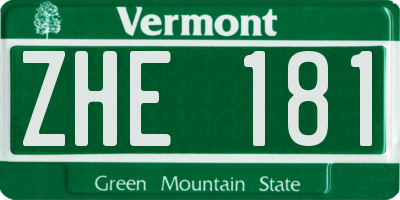 VT license plate ZHE181