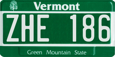 VT license plate ZHE186