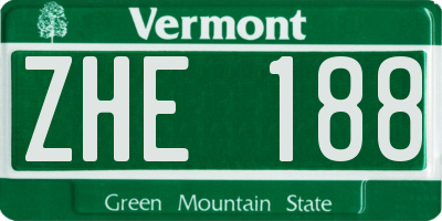 VT license plate ZHE188