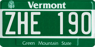 VT license plate ZHE190
