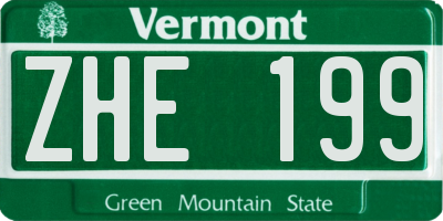 VT license plate ZHE199
