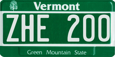 VT license plate ZHE200