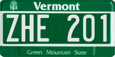 VT license plate ZHE201