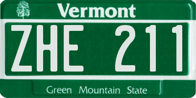 VT license plate ZHE211
