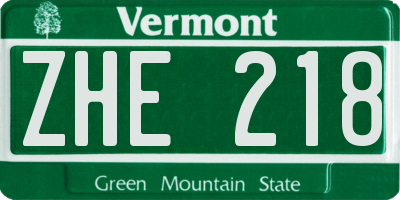 VT license plate ZHE218