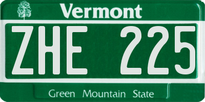 VT license plate ZHE225