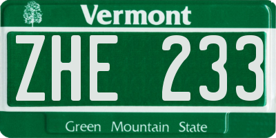 VT license plate ZHE233