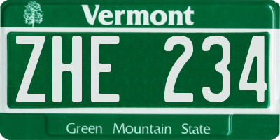 VT license plate ZHE234