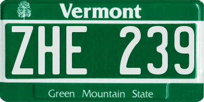 VT license plate ZHE239