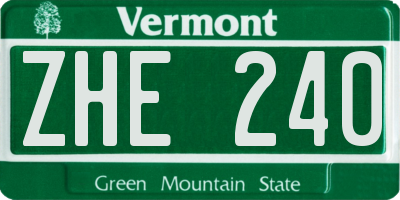 VT license plate ZHE240