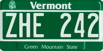 VT license plate ZHE242