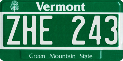 VT license plate ZHE243