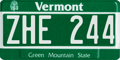 VT license plate ZHE244