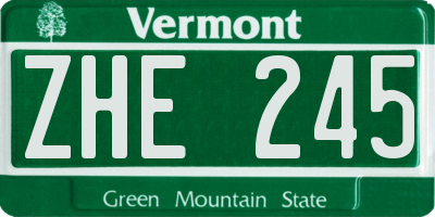 VT license plate ZHE245