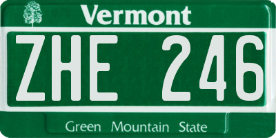 VT license plate ZHE246