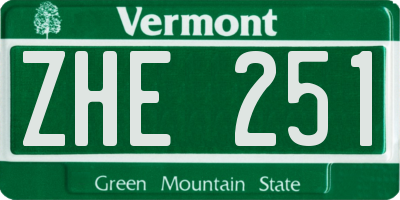 VT license plate ZHE251