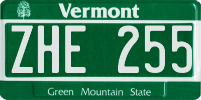VT license plate ZHE255