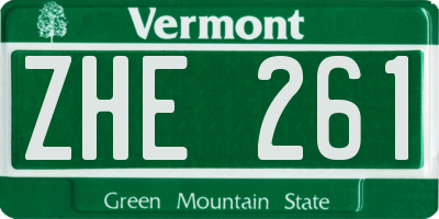VT license plate ZHE261