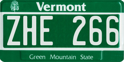 VT license plate ZHE266