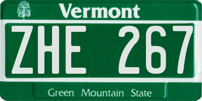 VT license plate ZHE267