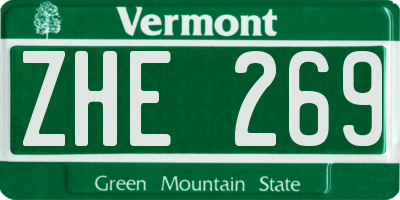 VT license plate ZHE269