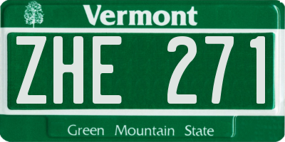 VT license plate ZHE271