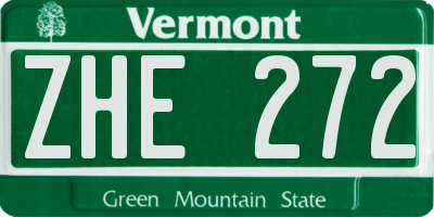 VT license plate ZHE272