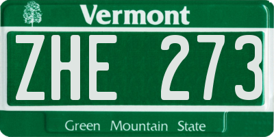VT license plate ZHE273