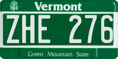 VT license plate ZHE276