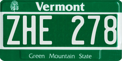 VT license plate ZHE278