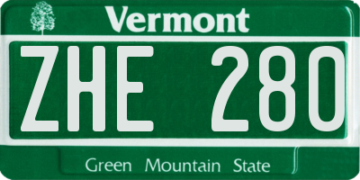 VT license plate ZHE280