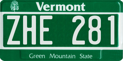 VT license plate ZHE281