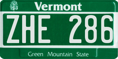 VT license plate ZHE286