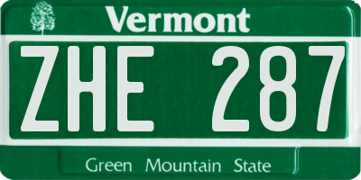 VT license plate ZHE287