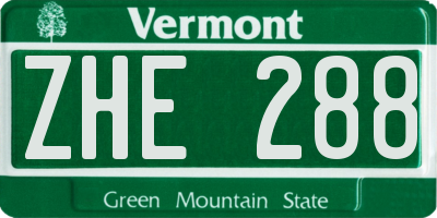 VT license plate ZHE288