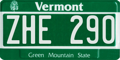 VT license plate ZHE290