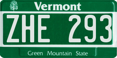 VT license plate ZHE293