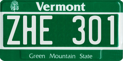 VT license plate ZHE301