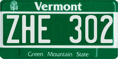 VT license plate ZHE302