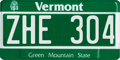 VT license plate ZHE304