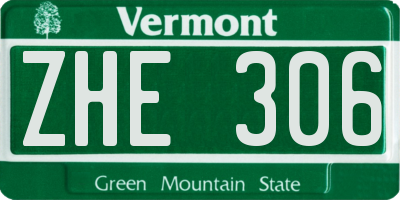 VT license plate ZHE306