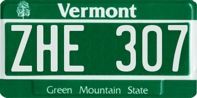 VT license plate ZHE307