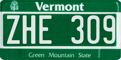 VT license plate ZHE309
