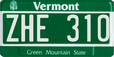 VT license plate ZHE310
