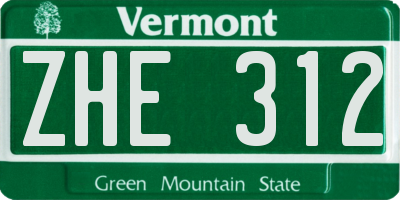 VT license plate ZHE312