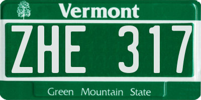 VT license plate ZHE317