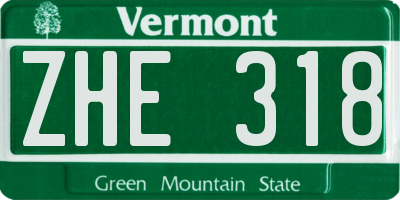 VT license plate ZHE318