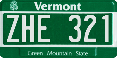 VT license plate ZHE321
