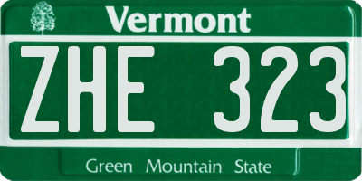 VT license plate ZHE323