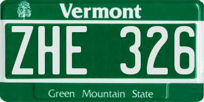 VT license plate ZHE326